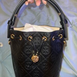 Tory Burch Mini T Monogram Embossed Bucket bag
